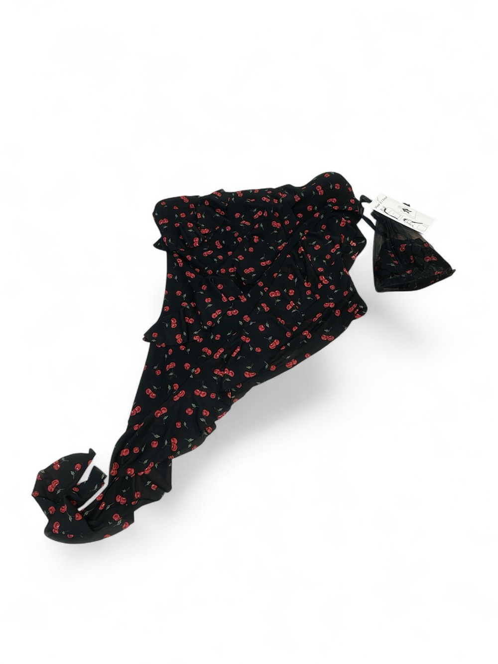 NWT Asymmetrical Cherry Print Multi-Way Tube Top & Matching Scarf Set M